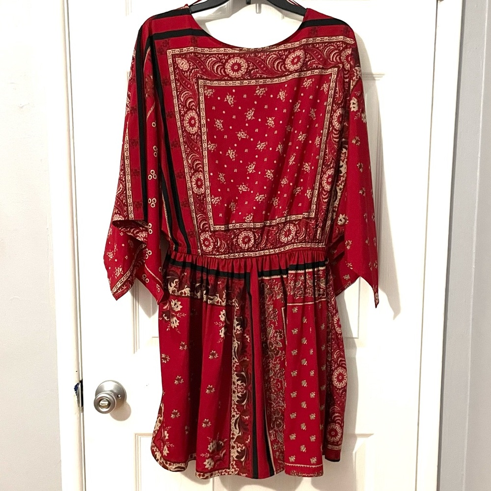 BOOHOO Red Floral Dress